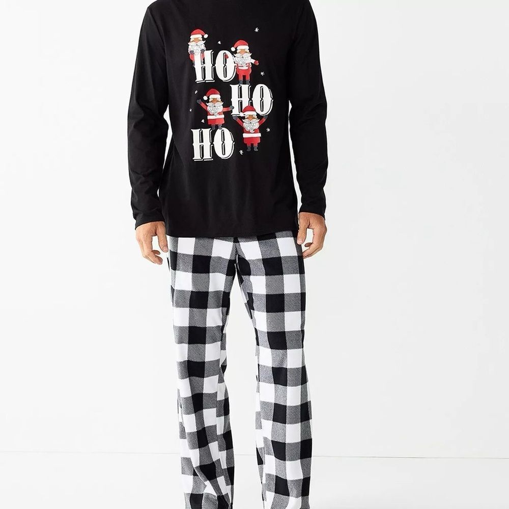 NWT Ho Ho Ho Men’s Black Santa Graphic Pajama Set XL